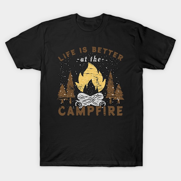 Camping Campfire T-Shirt by Shiva121